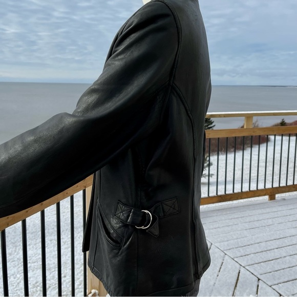 Vintage Leather Black Blazer Trench Jacket Buttery Soft - Picture 5 of 15